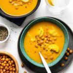 Butternut Squash & Cauliflower Soup with Chickpea Croutons