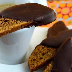 Hazelnut and Coffee Chocolate Dipped Biscotti