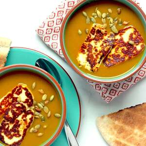 Curried Butternut Squash Soup with Crispy Halloumi