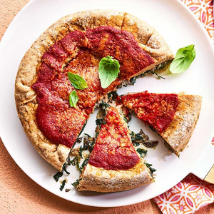 Spinach-stuffed pizza pies