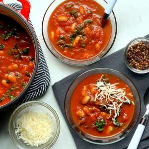 Hearty Tomato Soup with Beans & Greens