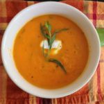 Carrot, apple, and tarragon soup